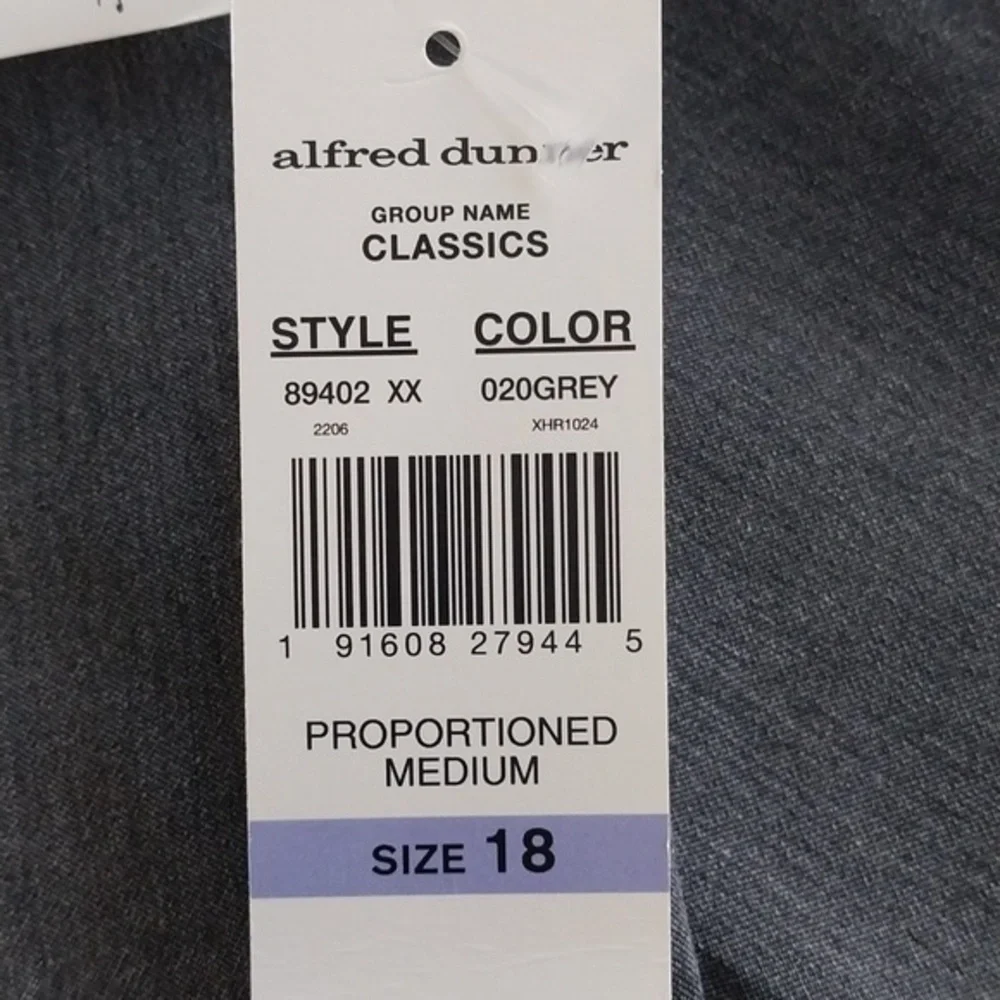 Alfred Dunner NWT‎ Women's Classic Pull-on Dress Pants Sz 18 Grey Tummy Control